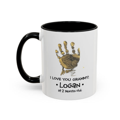Personalized Grandma Coffee Mug - I Love You Grammy with Handprint Design