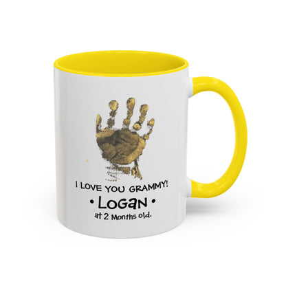 Personalized Grandma Coffee Mug - I Love You Grammy with Handprint Design