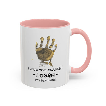 Personalized Grandma Coffee Mug - I Love You Grammy with Handprint Design