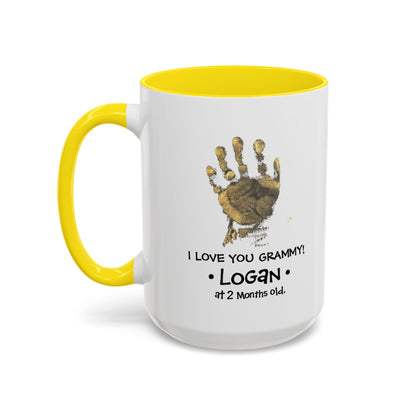 Personalized Grandma Coffee Mug - I Love You Grammy with Handprint Design